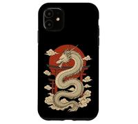 White Japanese Dragon Torii Sun Clouds Mythic Beast Case for iPhone 11