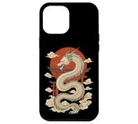 White Japanese Dragon Torii Sun Clouds Mythic Beast Case for iPhone 12 Pro Max