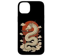 White Japanese Dragon Torii Sun Clouds Mythic Beast Case for iPhone 14 Plus