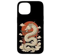 White Japanese Dragon Torii Sun Clouds Mythic Beast Case for iPhone 15