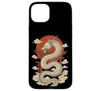 White Japanese Dragon Torii Sun Clouds Mythic Beast Case for iPhone 15 Plus