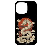 White Japanese Dragon Torii Sun Clouds Mythic Beast Case for iPhone 15 Pro Max