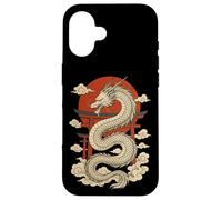 White Japanese Dragon Torii Sun Clouds Mythic Beast Case for iPhone 16