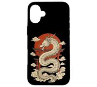 White Japanese Dragon Torii Sun Clouds Mythic Beast Case for iPhone 16 Plus