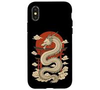 White Japanese Dragon Torii Sun Clouds Mythic Beast Case for iPhone X/XS