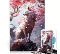 White Japanese Kitsune Fox Jigsaw for Teenagers 1000 Pieces Memory Fun Game Smooth Burr Free Surface Birthday Gift Brain Teaser Toy (38x52cm)