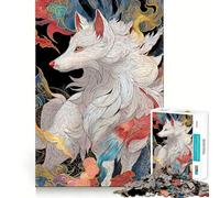 White Japanese Kitsune Fox Jigsaw for Teenagers1000 Pieces Mind Boost Game Firm Fit Secure Assembly Bonding Activity for Loved Ones (38x52cm)