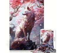 White Japanese Kitsune Fox Jigsaw Puzzle for Adults 1000 Pieces Thought Training Calm Recreation Uniform Cut Festive Present (50x75cm)