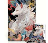 White Japanese Kitsune Fox Jigsaw Puzzles 1000 Pieces Think Training Quiet Recreation Defined Edges Heartfelt Gift (38x52cm)