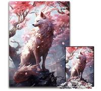 White Japanese Kitsune Fox Puzzles 1000 Pieces for Adults Paper Jigsaw Puzzles for Travel Lovers Couples Challenging Toy 1000 PCS(38x26cm)