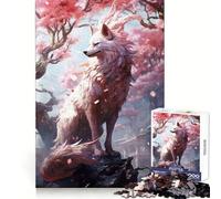 White Japanese Kitsune Fox Teenager Jigsaw Puzzles 1000 Pieces Boost Memory Casual Enjoyment Quality Cut Birthday Present (38x52cm)