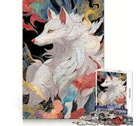 White Japanese Kitsune Fox Teenagers Puzzles 1000 Piece Jigsaws Focus Ability Casual Relaxation Interlock Well Memorable Gift (50x75cm)
