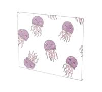 White Jellyfish Pattern Acrylic Cutting Board with Counter Lip Non Slip Clear Kneading Cutting Board for Countertops Protector Large Size 16”×13”