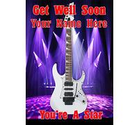 White JEM Guitar cptmi59 Get Well Soon Personalised Greeting Card Posted by US Gifts for All 2016 from Derbyshire UK