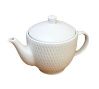 White Jewel Teapot 1 Litre Ceramic Geometric Diamond Glossy Coffee Tea Serveware
