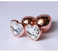 White Jewelled Rose Gold Aluminium Butt Plug Set (3 Piece)