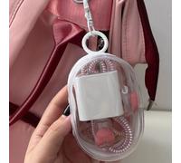 (white) Jewelry Organizer Portable Data Cable Earphone Coin Charger Storage Pouches New Round Black White Pvc Transparent Cosmetic Bags