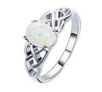White Jewelry Stone Round Hand Ring Fashion Opal Jewelry Ring Opal Rings Teen Girl Jewelry Trendy (A, 6)