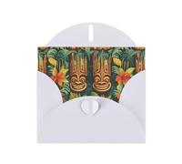 White JKIEGOQ Aloha Tiki Pattern Prints Greeting Card 4 x 6 in for Christmas, Valentine's Day, Wedding, Party Invitation Cards