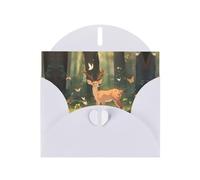 White JKIEGOQ Bambi Prints Greeting Card 4 x 6 in for Christmas, Valentine's Day, Wedding, Party Invitation Cards
