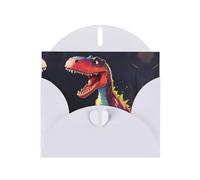 White JKIEGOQ big-mouthed dinosaur Prints Greeting Card 4 x 6 in for Christmas, Valentine's Day, Wedding, Party Invitation Cards