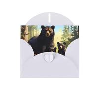 White JKIEGOQ Black Bear Family Prints Greeting Card 4 x 6 in for Christmas, Valentine's Day, Wedding, Party Invitation Cards