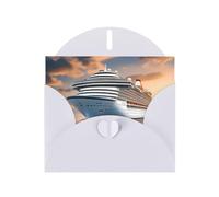 White JKIEGOQ Cruise ship on the sea Prints Greeting Card 4 x 6 in for Christmas, Valentine's Day, Wedding, Party Invitation Cards