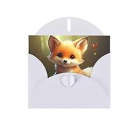 White JKIEGOQ Cute Baby Fox Prints Greeting Card 4 x 6 in for Christmas, Valentine's Day, Wedding, Party Invitation Cards