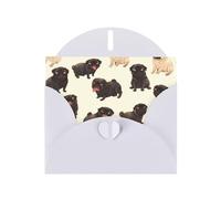 White JKIEGOQ cute black pug dog Prints Greeting Card 4 x 6 in for Christmas, Valentine's Day, Wedding, Party Invitation Cards