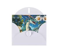 White JKIEGOQ Cute Dinosaur Prints Greeting Card 4 x 6 in for Christmas, Valentine's Day, Wedding, Party Invitation Cards