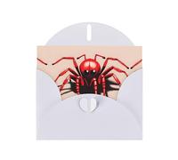 White JKIEGOQ Cute little red spider Prints Greeting Card 4 x 6 in for Christmas, Valentine's Day, Wedding, Party Invitation Cards
