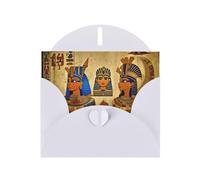 White JKIEGOQ Egyptian Pharaonic Frescoes Prints Greeting Card 4 x 6 in for Christmas, Valentine's Day, Wedding, Party Invitation Cards