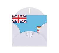 White JKIEGOQ Fiji Flag Prints Greeting Card 4 x 6 in for Christmas, Valentine's Day, Wedding, Party Invitation Cards