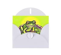 White JKIEGOQ Frog in a pond Prints Greeting Card 4 x 6 in for Christmas, Valentine's Day, Wedding, Party Invitation Cards