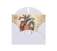 White JKIEGOQ human anatomy heart chart Prints Greeting Card 4 x 6 in for Christmas, Valentine's Day, Wedding, Party Invitation Cards