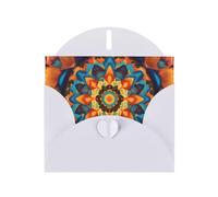 White JKIEGOQ Kaleidoscope Mandala Prints Greeting Card 4 x 6 in for Christmas, Valentine's Day, Wedding, Party Invitation Cards