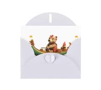 White JKIEGOQ Little Bear Dragon Boat Race Prints Greeting Card 4 x 6 in for Christmas, Valentine's Day, Wedding, Party Invitation Cards