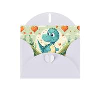 White JKIEGOQ Little Dinosaur in Green Grass Prints Greeting Card 4 x 6 in for Christmas, Valentine's Day, Wedding, Party Invitation Cards