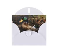 White JKIEGOQ mallard duck Prints Greeting Card 4 x 6 in for Christmas, Valentine's Day, Wedding, Party Invitation Cards
