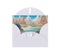 White JKIEGOQ oasis in the desert Prints Greeting Card 4 x 6 in for Christmas, Valentine's Day, Wedding, Party Invitation Cards