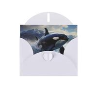 White JKIEGOQ Orca Killer Whale Prints Greeting Card 4 x 6 in for Christmas, Valentine's Day, Wedding, Party Invitation Cards
