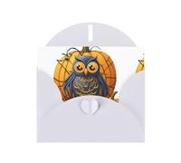 White JKIEGOQ Owl Spider Web Pumpkin Prints Greeting Card 4 x 6 in for Christmas, Valentine's Day, Wedding, Party Invitation Cards