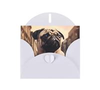 White JKIEGOQ pug Prints Greeting Card 4 x 6 in for Christmas, Valentine's Day, Wedding, Party Invitation Cards