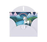 White JKIEGOQ running unicorns Prints Greeting Card 4 x 6 in for Christmas, Valentine's Day, Wedding, Party Invitation Cards