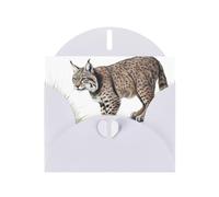 White JKIEGOQ Wild bobcat Prints Greeting Card 4 x 6 in for Christmas, Valentine's Day, Wedding, Party Invitation Cards