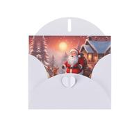 White JKIEGOQ winter Santa Claus Prints Greeting Card 4 x 6 in for Christmas, Valentine's Day, Wedding, Party Invitation Cards