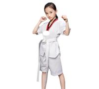 White Judo Suits Taekwondo Uniforms Karate Dobok Clothes Children Adult Unisex Half Sleeve Gi Uniform Costumes Clothing For Training(120cm)