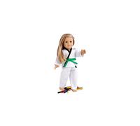 White Karate / Tae Kwon Do Outfit Includes Blouse Pants and 5 Belts - Yellow Green red Blue and Black - for 18inch Our Generation for American Girl Do