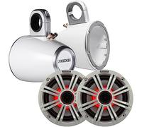 White Kicker Wake Tower System with Kicker 6.5" Marine RGB LED Speakers (pair)