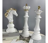 (White King) Chess King Queen Knight Resin Crafts International Chess Statue Sculpture